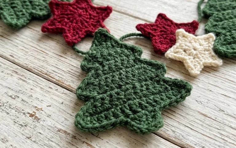 Christmas Tree and Star Garland Free Crochet Pattern