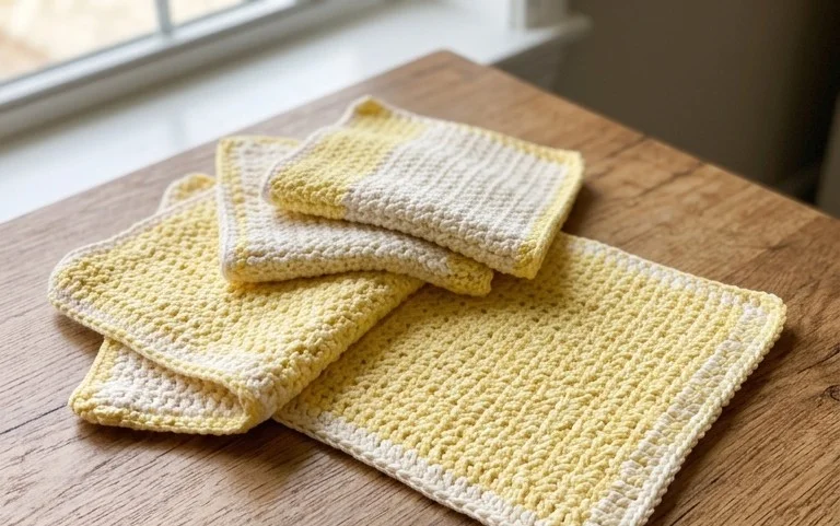 Easy Lemon Peel Stitch Dishcloth: Free Crochet Pattern